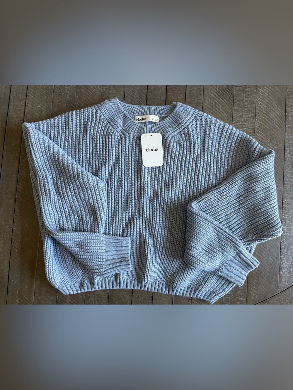 Elodie Powder Blue Ribbed Crewneck Sweater